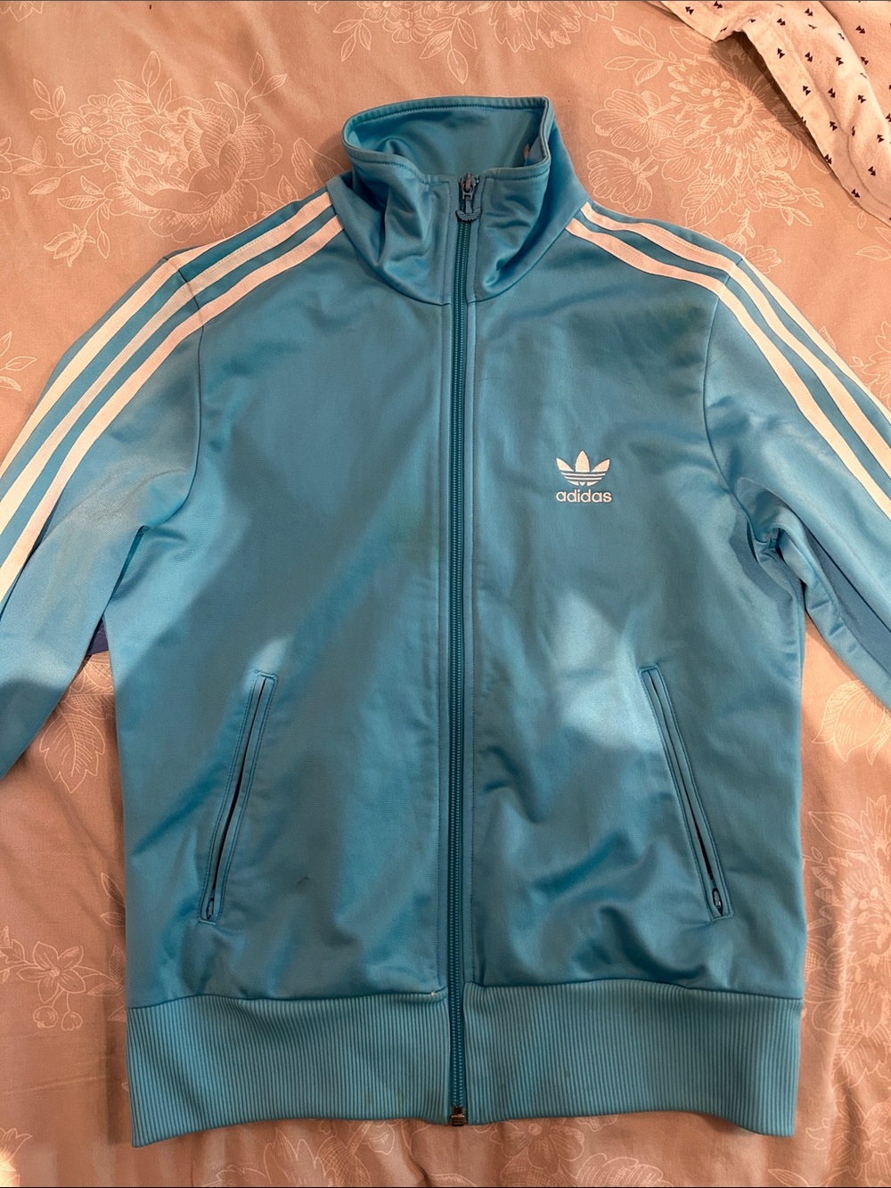 adidas Sky Blue Track Jacket with White Stripes